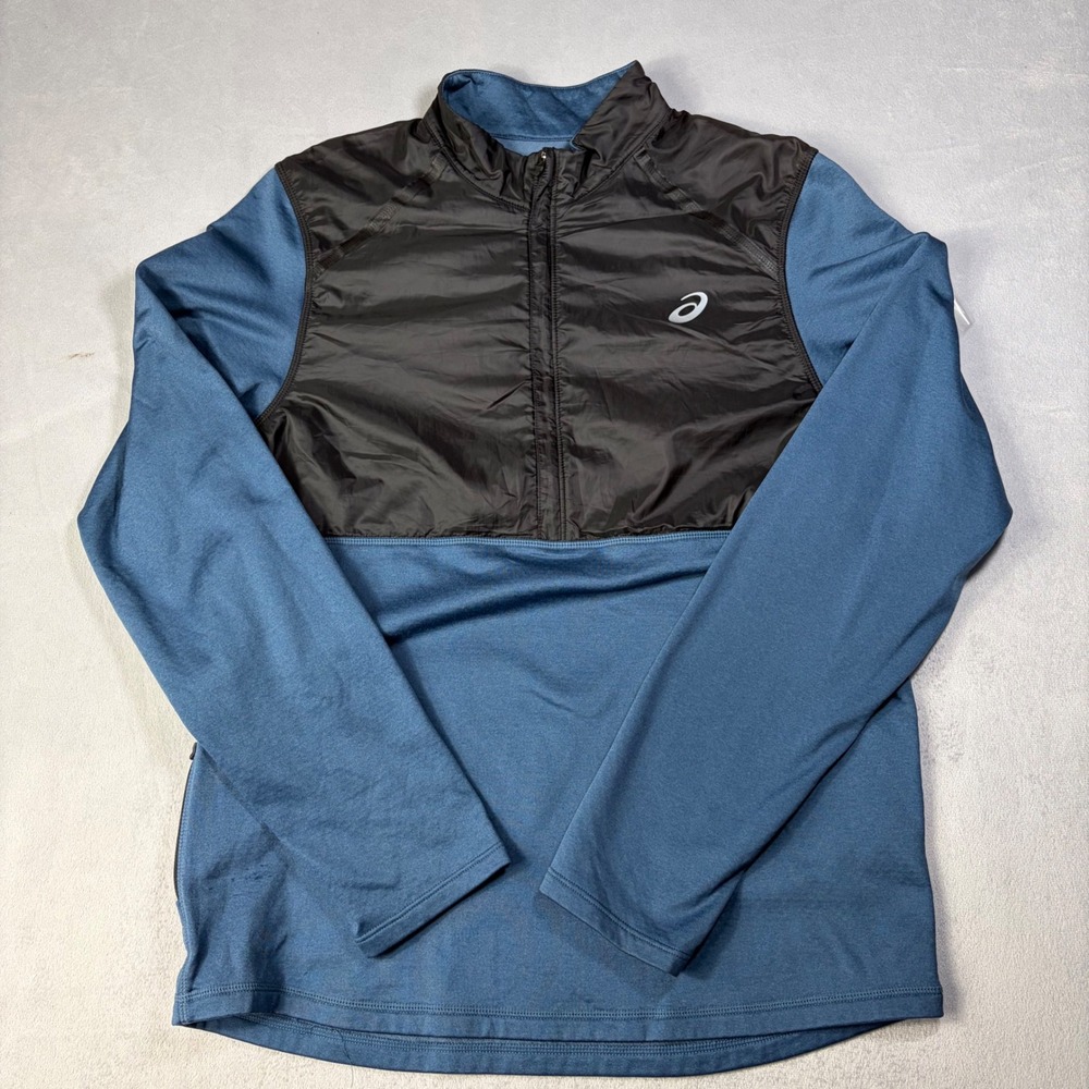 Asics D1 Mens Small Blue Black Quarter Zip Running Pullover Hybrid Jacket